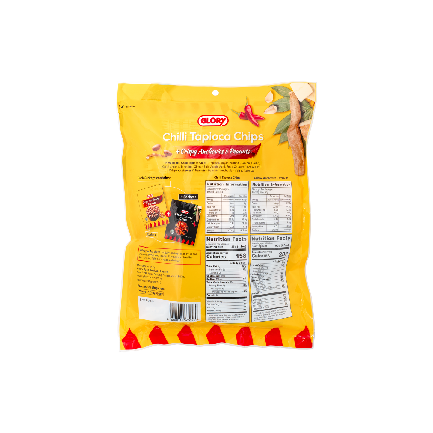 Chilli Tapioca Chips + Crispy Anchovies & Peanuts (290g)